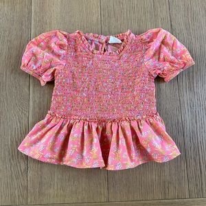 Crewcuts smocked floral top and ruffle sleeves 3T like new